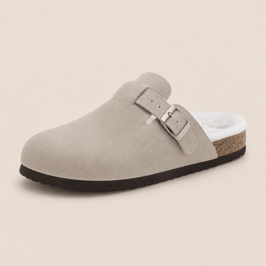Fur-lined Suede Clogs by Qomfort