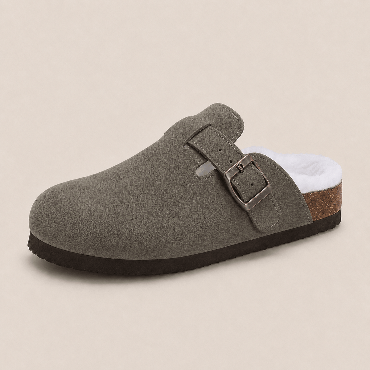Fur-lined Suede Clogs by Qomfrt