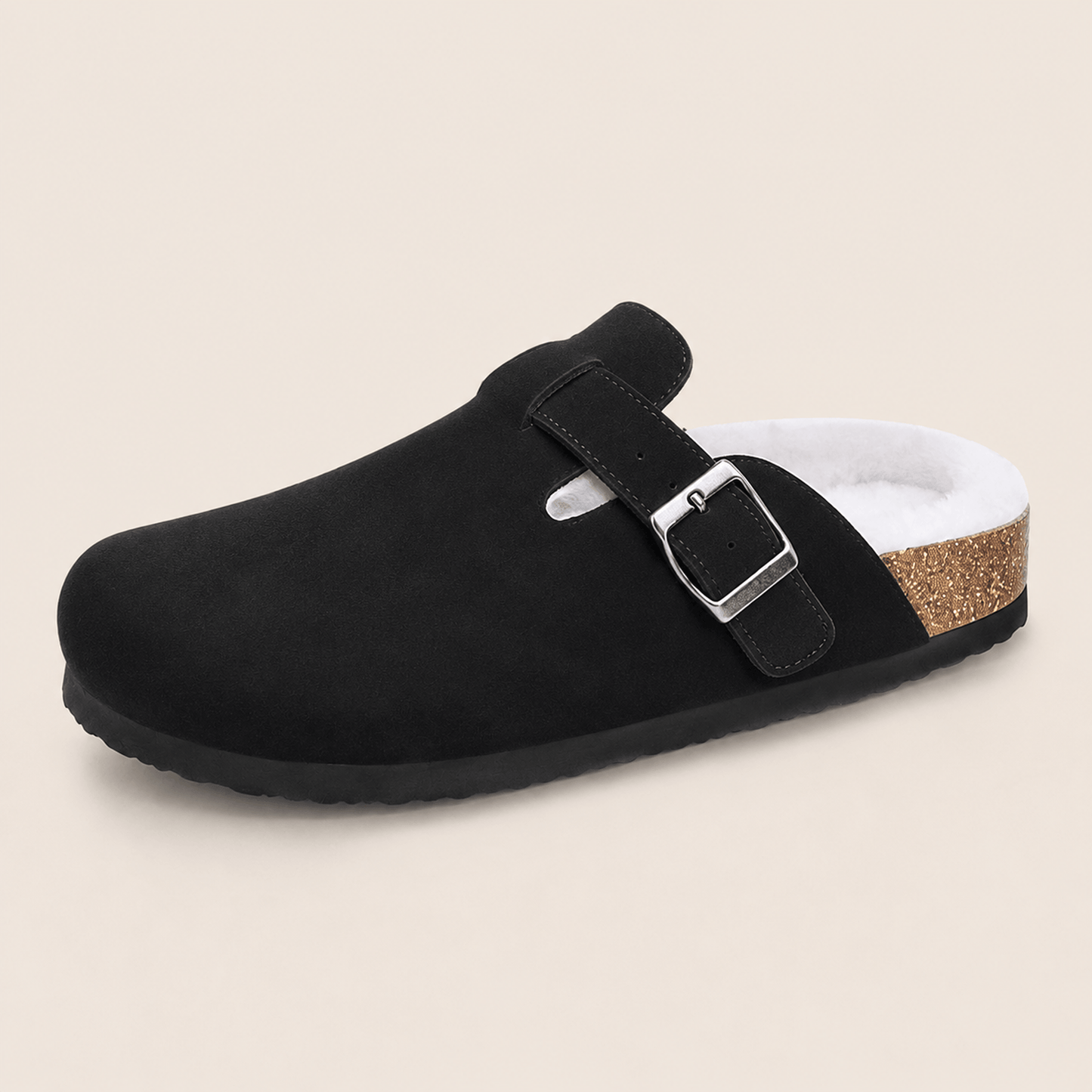 Fur-lined Suede Clogs by Qomfort