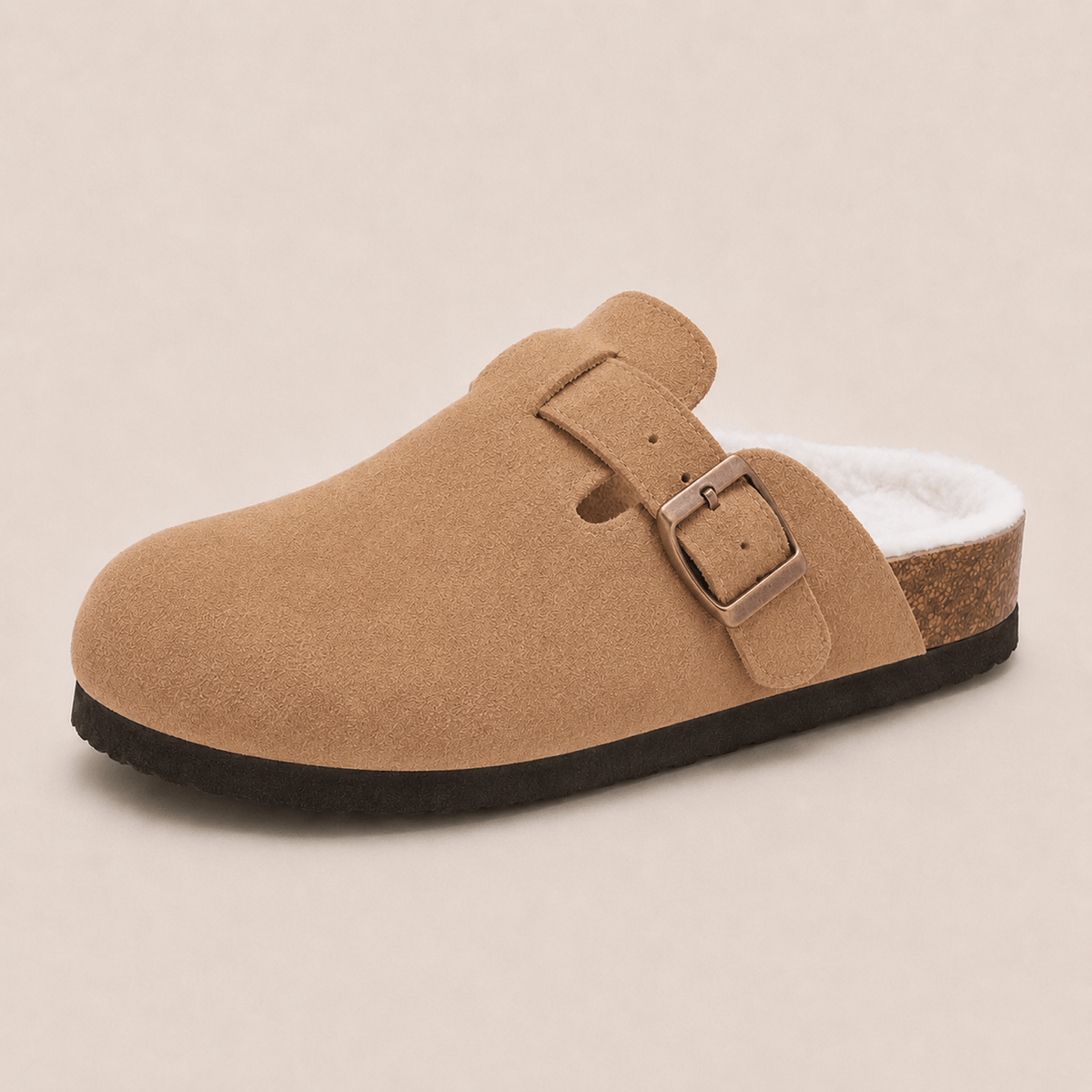 Fur-lined Suede Clogs by Qomfrt