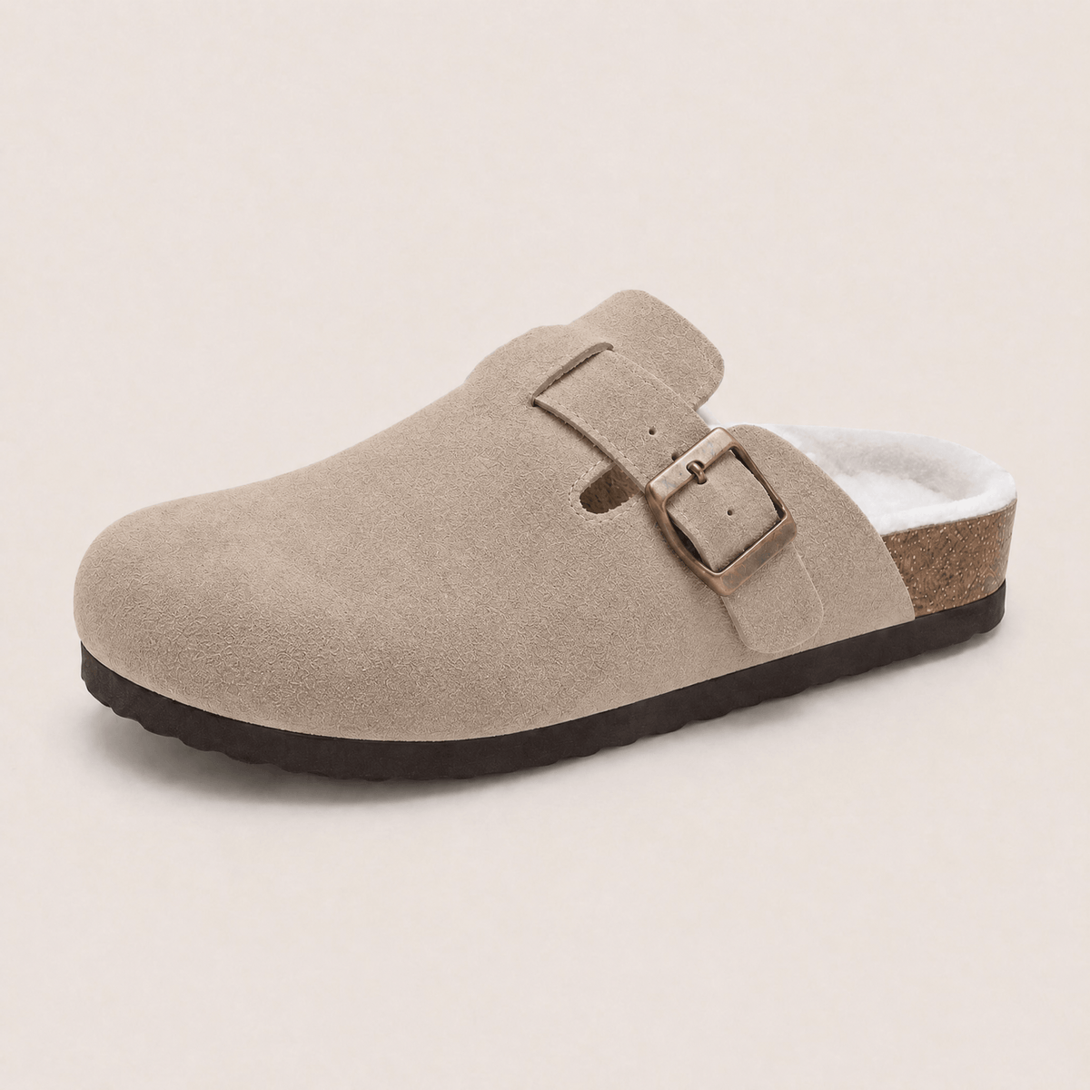Fur-lined Suede Clogs by Qomfrt