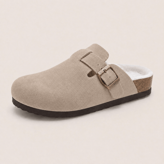 Fur-lined Suede Clogs by Qomfort